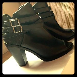 Black peep toe booties. Size 6.5